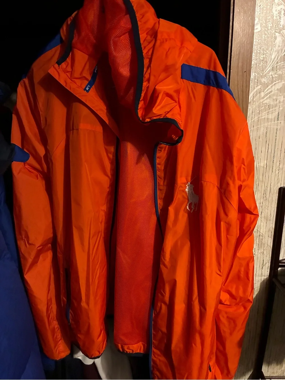 Polo by Ralph Lauren Bright Orange Performance Jacket with Blue Trim